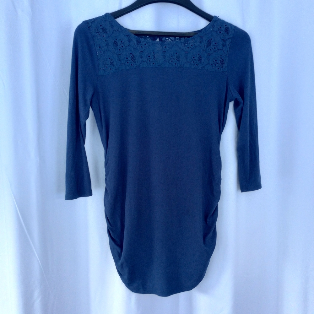 Motherhood Maternity Lace Shoulder Top Blue Size S